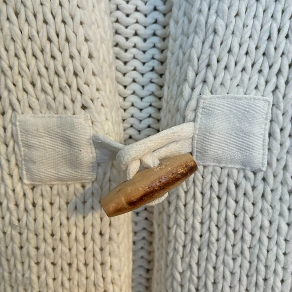 Smart Set White Cardigan with wood buttons and large collar - Picture 3 of 8
